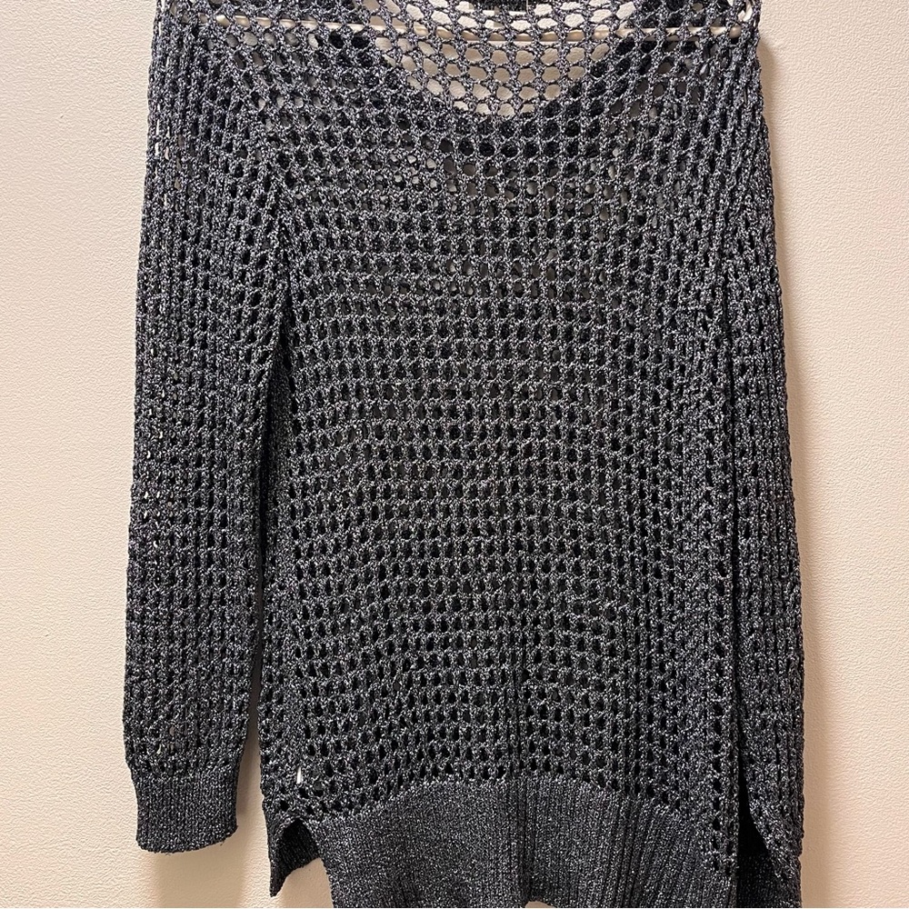 Avalin Unique Boho Retro Metallic Open Crochet Sweater, Women’s Sz S, Metallic - Picture 2 of 8